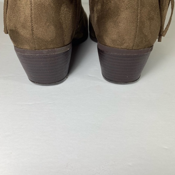 INDIGO RD Brown Suede Ankle Boots Booties w/ Zipper Fringe Women’s 9M. - Picture 11 of 14